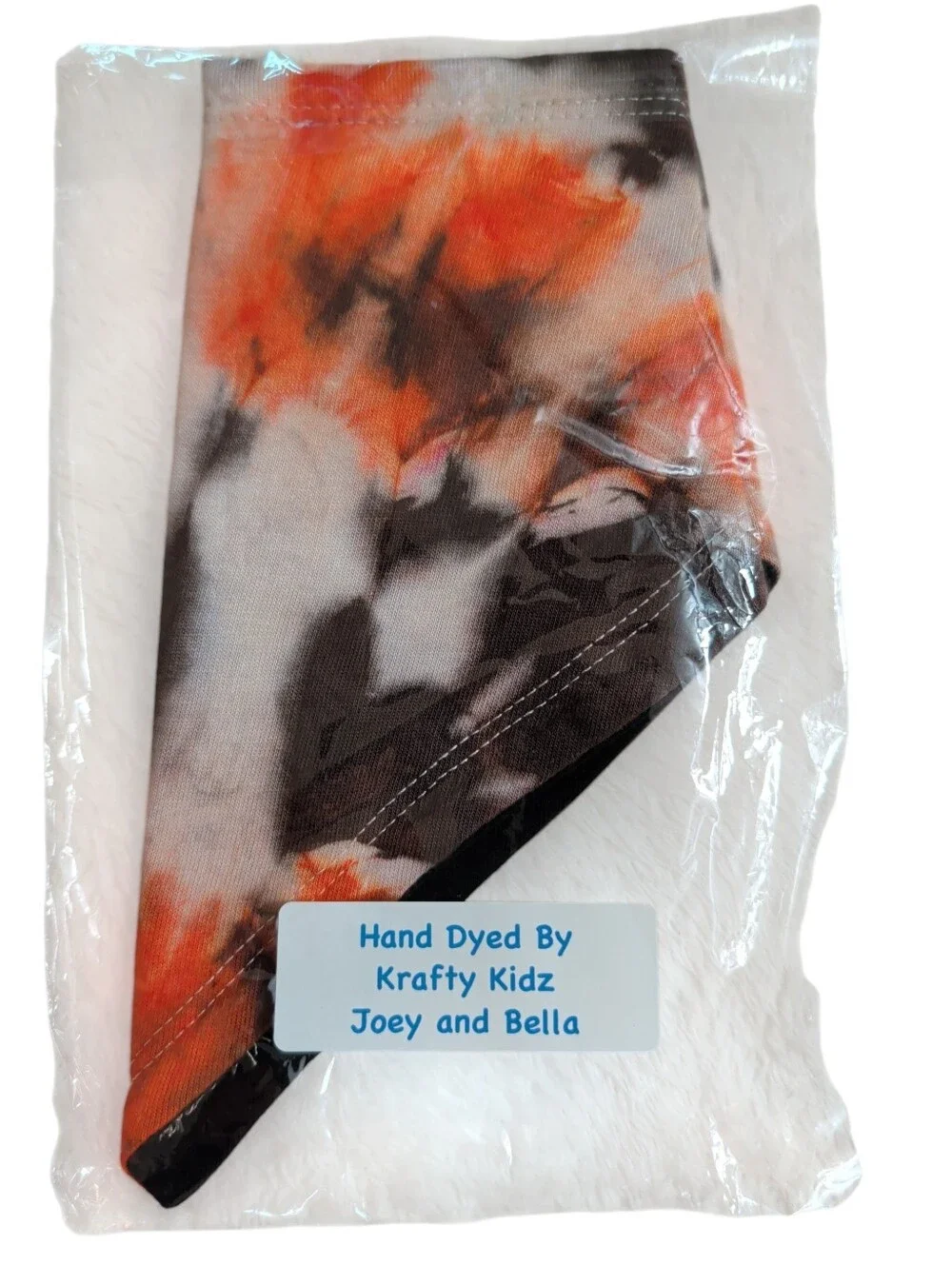 NWOT Tie-Dye Triangle Pet Bandana / Baby Bandaid Bib in Orange Black And White